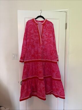 Pink Floral Tiered Maxi Dress